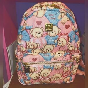 New! Cute Teddy leather backpack with pink,blue,red